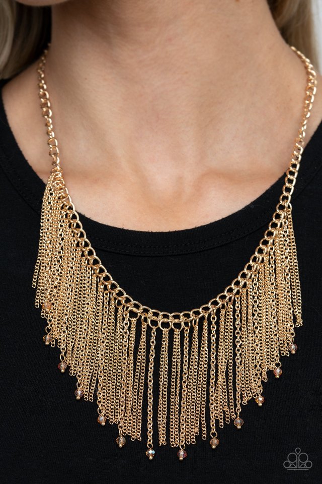 Cue The Fireworks - Gold - Paparazzi Necklace Image