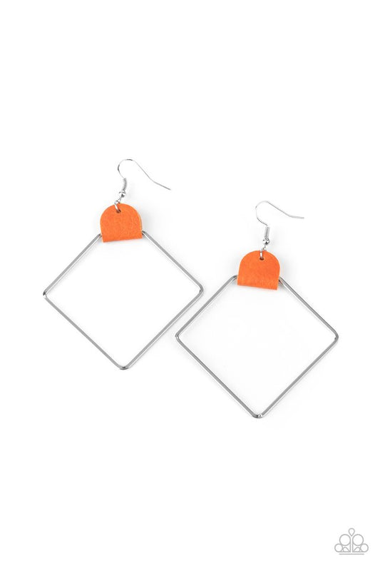 Friends of a LEATHER - Orange - Paparazzi Earring Image