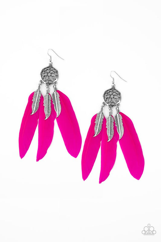In Your Wildest DREAM-CATCHERS - Pink - Paparazzi Earring Image