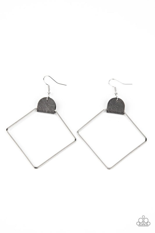 Friends of a LEATHER - Silver - Paparazzi Earring Image