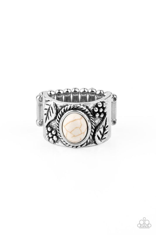 Free-Spirited Fields - White - Paparazzi Ring Image