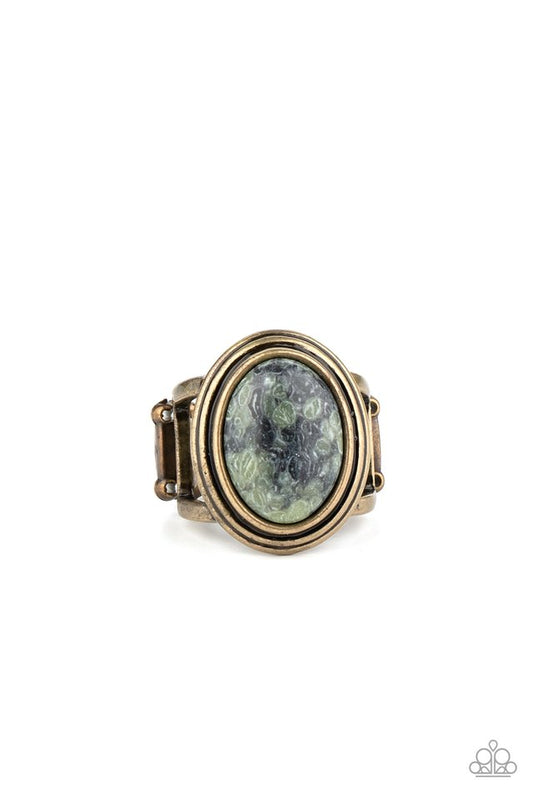 Cliff Dweller Demure - Green - Paparazzi Ring Image