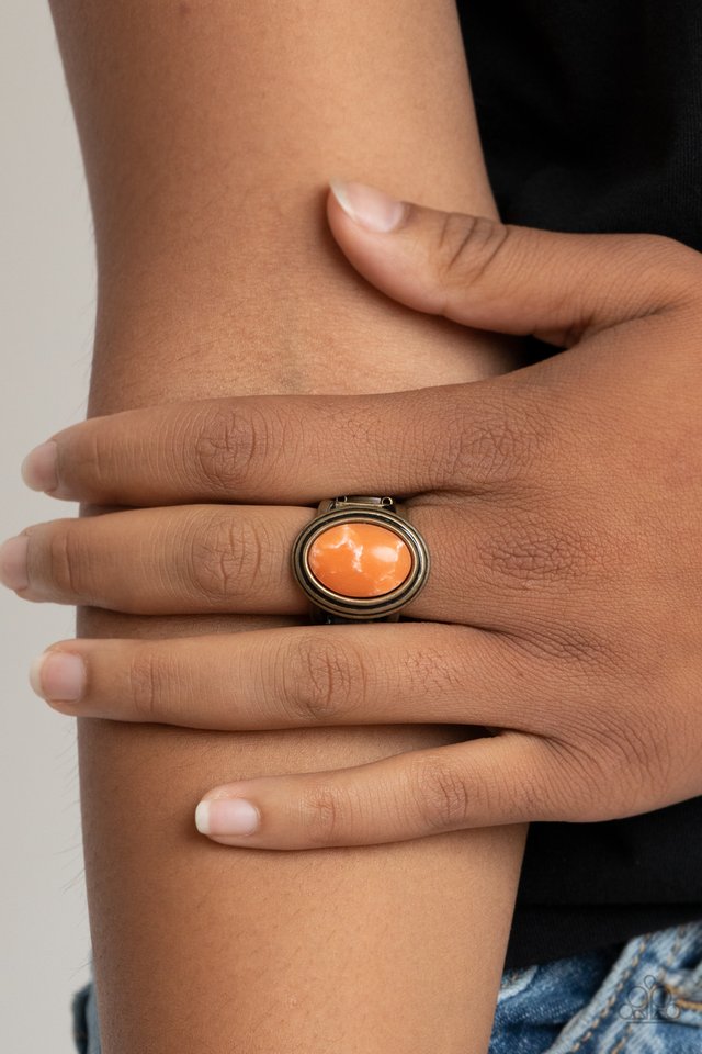 Cliff Dweller Demure - Orange - Paparazzi Ring Image