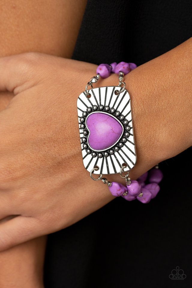 Sandstone Sweetheart - Purple - Paparazzi Bracelet Image