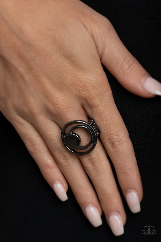 Edgy Eclipse - Black - Paparazzi Ring Image