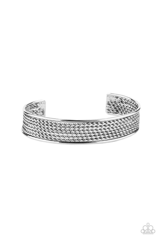 Risk-Taking Texture - Silver - Paparazzi Bracelet Image