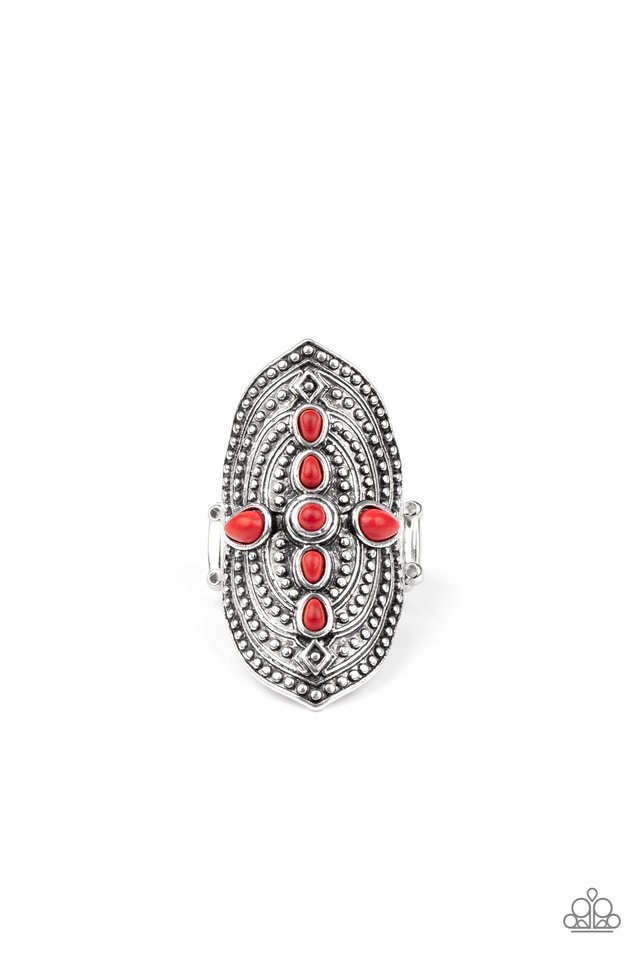 Shield in Place - Red - Paparazzi Ring Image