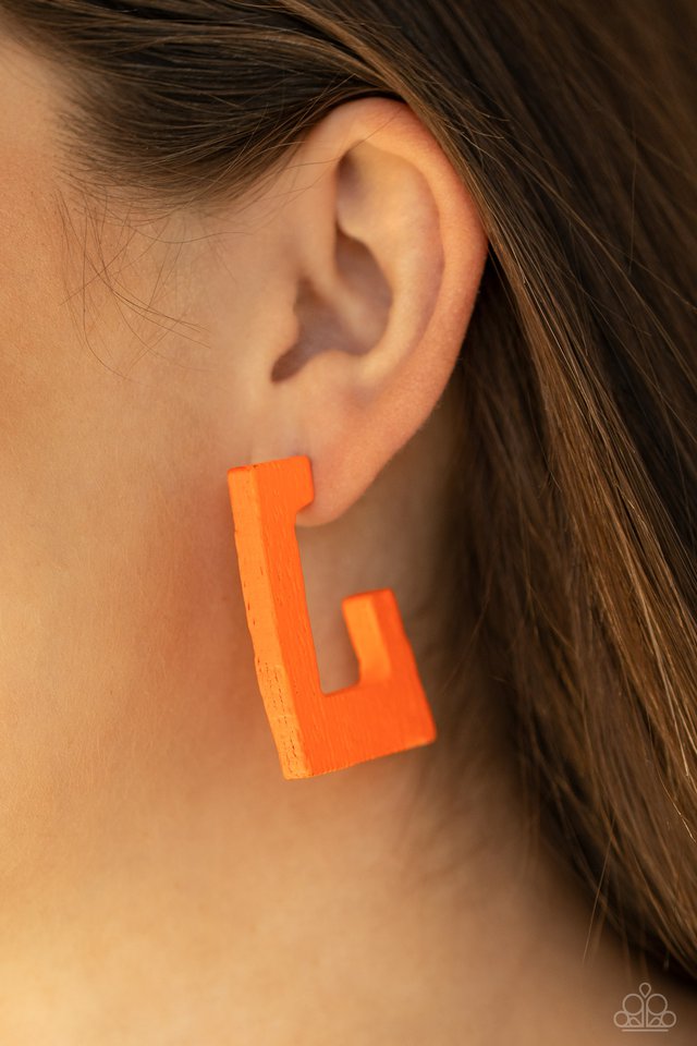 The Girl Next OUTDOOR - Orange - Paparazzi Earring Image