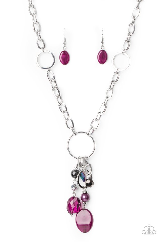 Lay Down Your CHARMS - Purple - Paparazzi Necklace Image