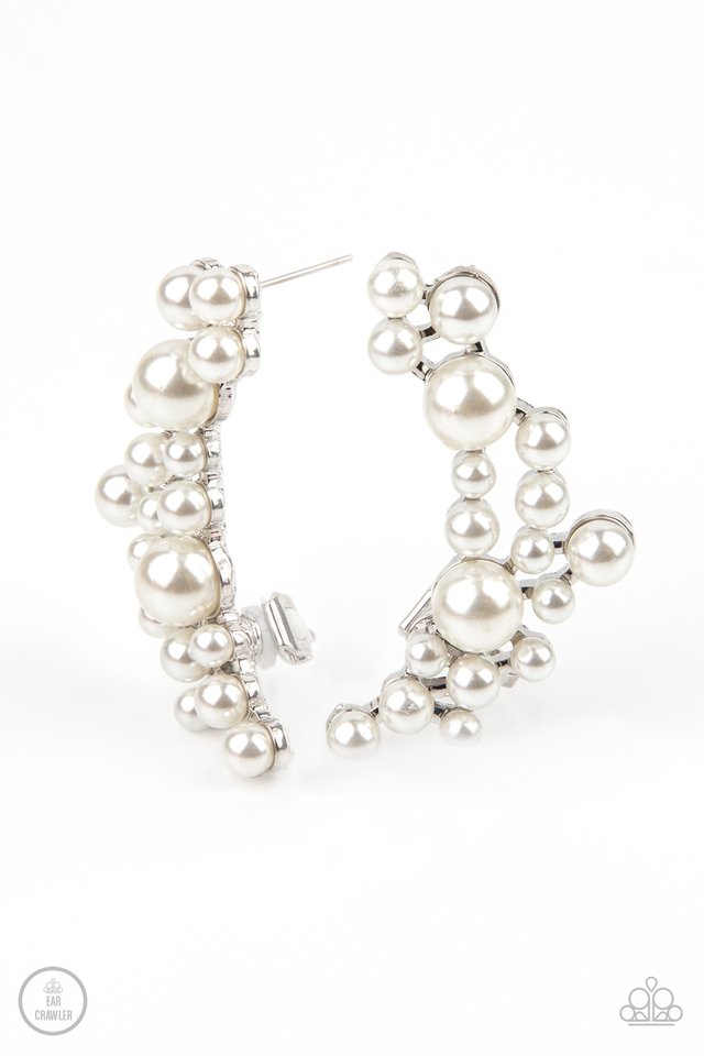 Metro Makeover - White - Paparazzi Earring Image