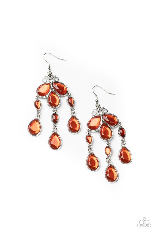 Clear The HEIR - Orange - Paparazzi Earring Image