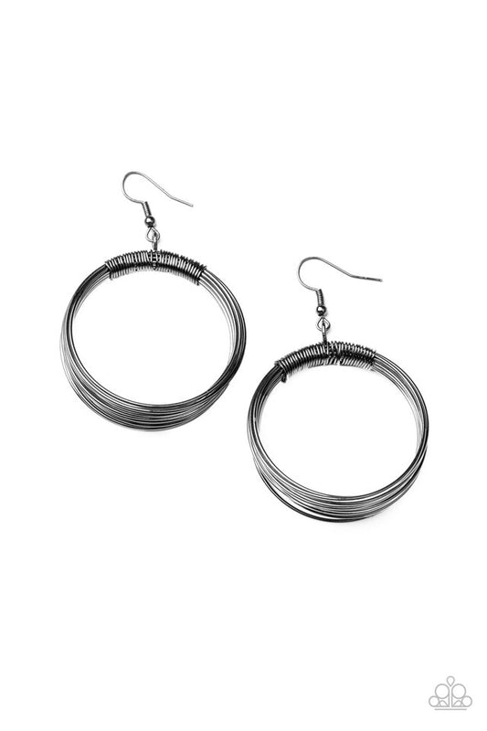 Urban-Spun - Black - Paparazzi Earring Image