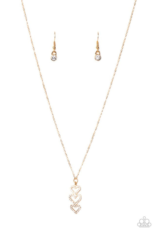 With All Your HEARTS - Gold - Paparazzi Necklace Image