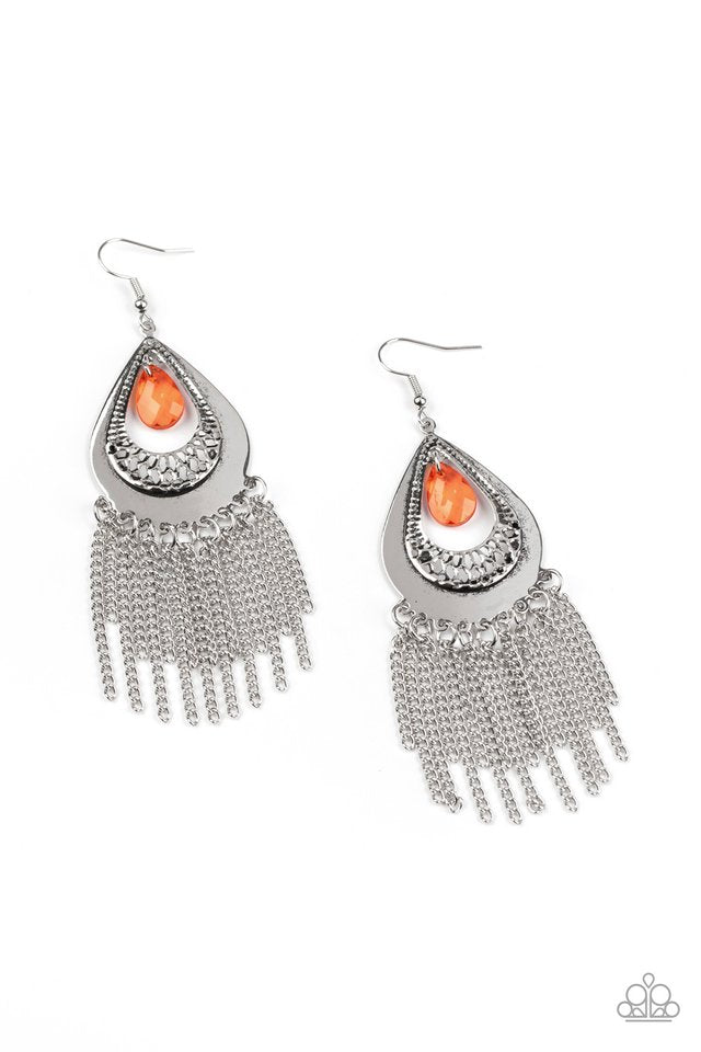Scattered Storms - Orange - Paparazzi Earring Image
