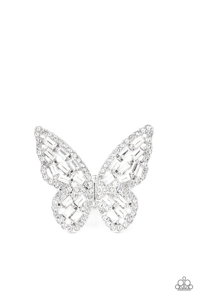 Flauntable Flutter - White - Paparazzi Ring Image