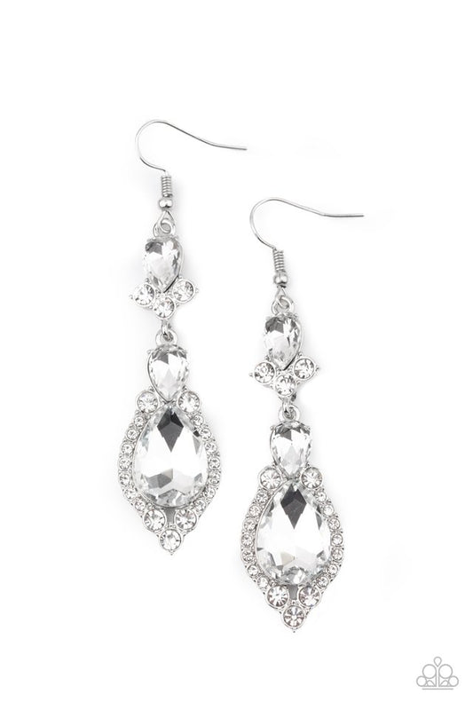 Fully Flauntable - White - Paparazzi Earring Image