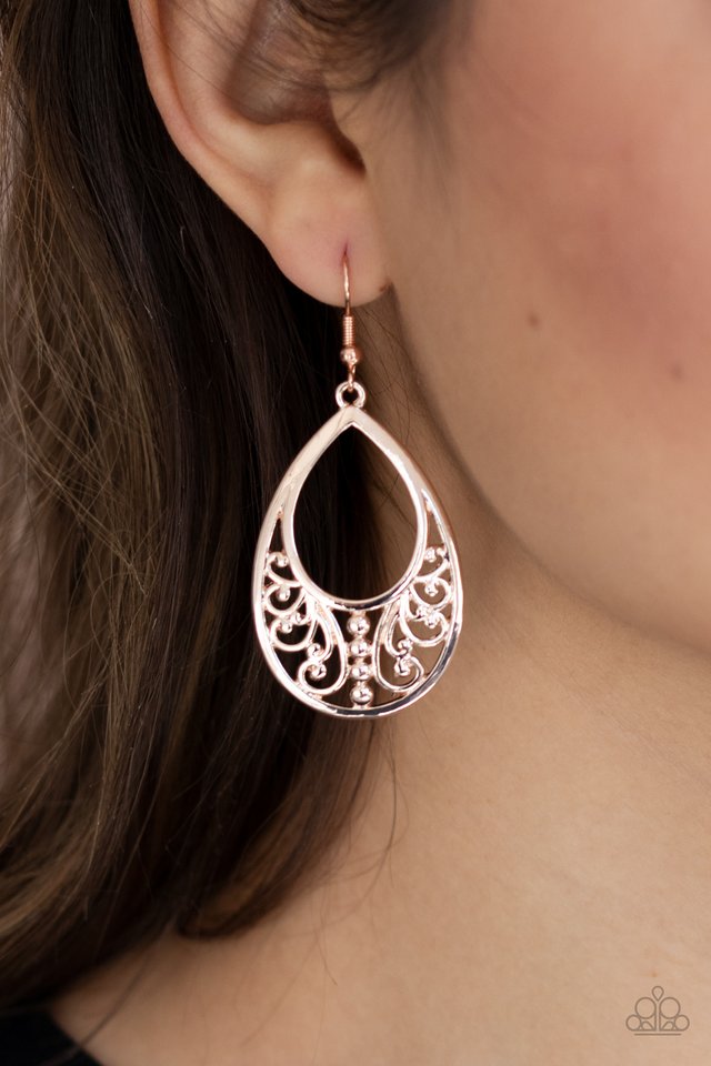 Stylish Serpentine - Rose Gold - Paparazzi Earring Image