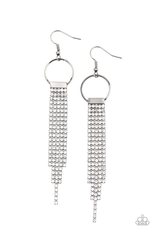 Tapered Twinkle - White - Paparazzi Earring Image