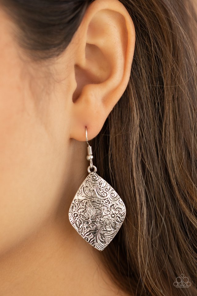Flauntable Florals - Silver - Paparazzi Earring Image