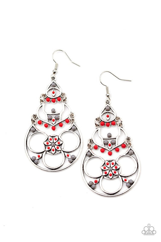 Garden Melody - Red - Paparazzi Earring Image