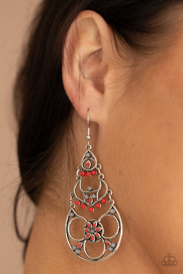 Garden Melody - Red - Paparazzi Earring Image