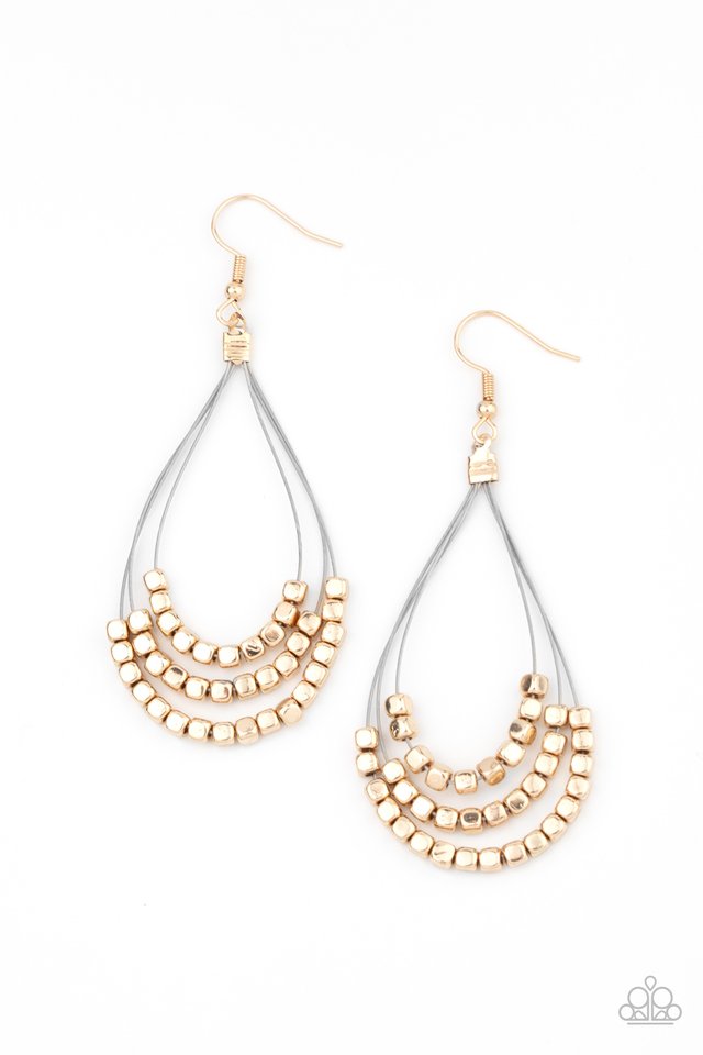 Off The Blocks Shimmer - Gold - Paparazzi Earring Image