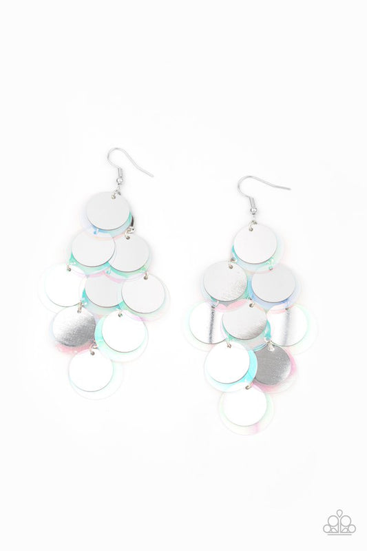 Sequin Seeker - Silver - Paparazzi Earring Image