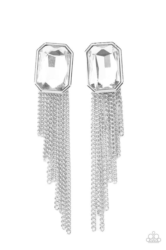 Save for a REIGNy Day - White - Paparazzi Earring Image