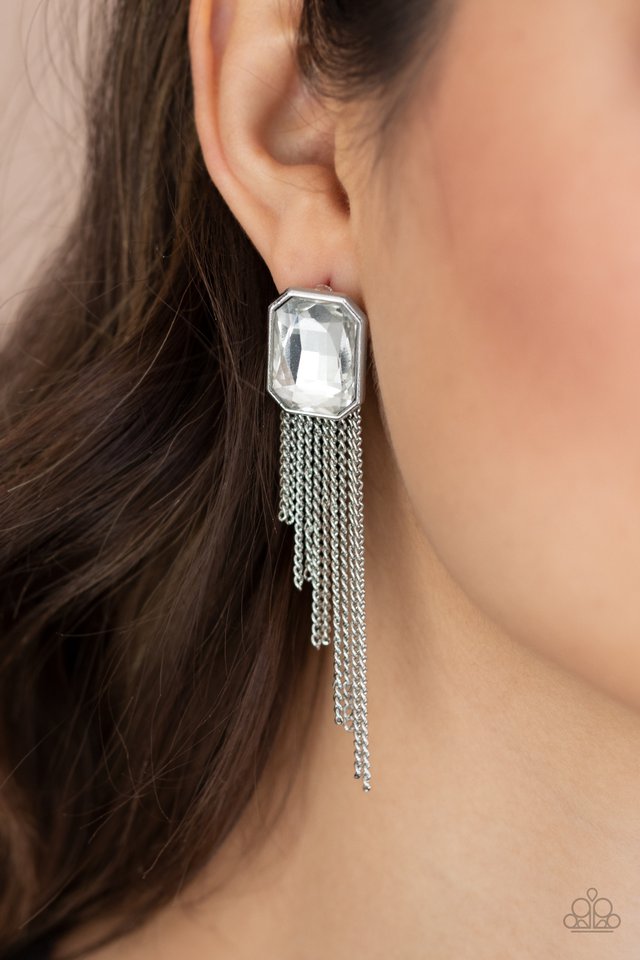 Save for a REIGNy Day - White - Paparazzi Earring Image