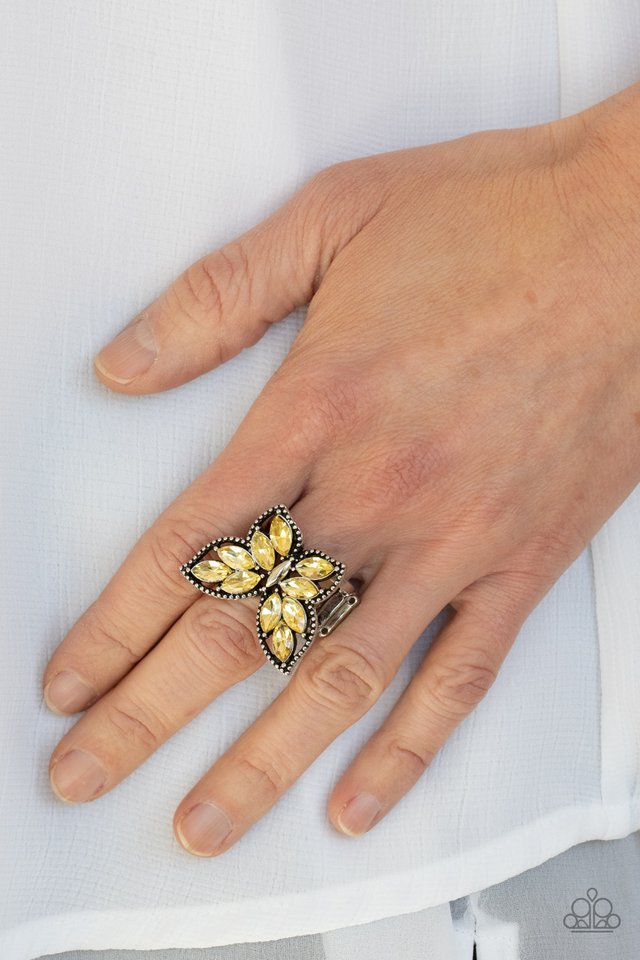 Fluttering Fashionista - Yellow - Paparazzi Ring Image