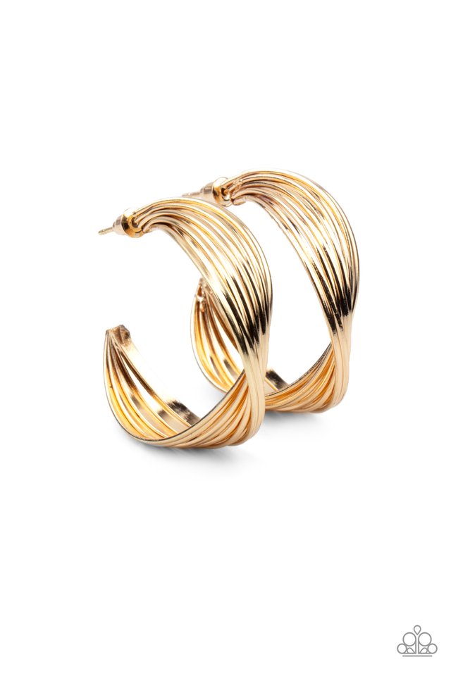 Curves In All The Right Places - Gold - Paparazzi Earring Image