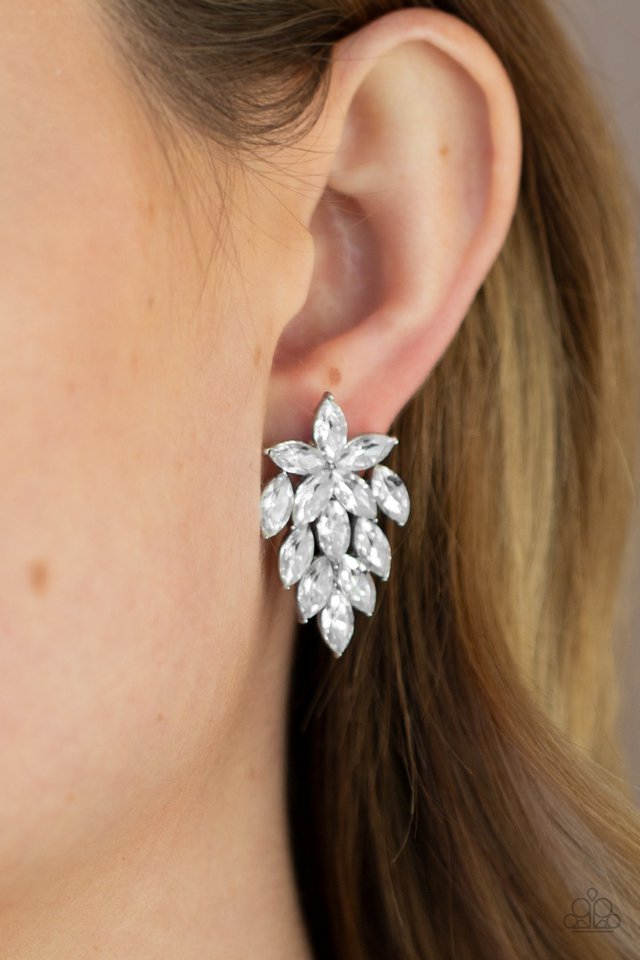 They See Me Glowin - White - Paparazzi Earring Image