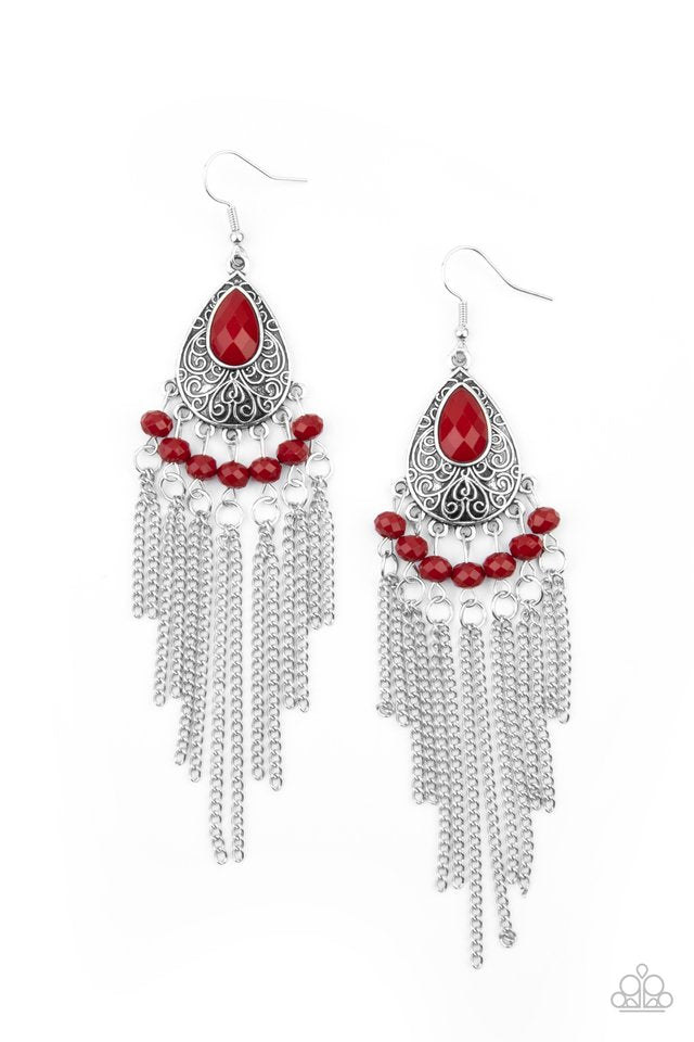Floating on HEIR - Red - Paparazzi Earring Image
