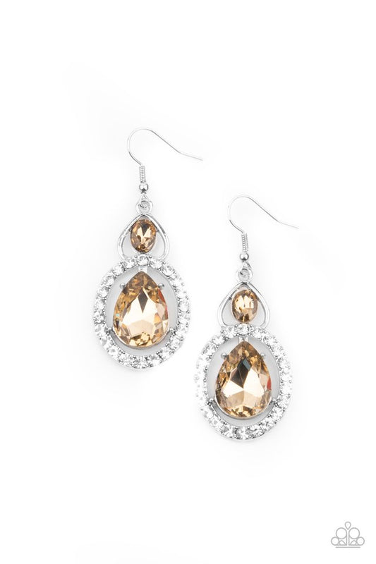 Double The Drama - Brown - Paparazzi Earring Image