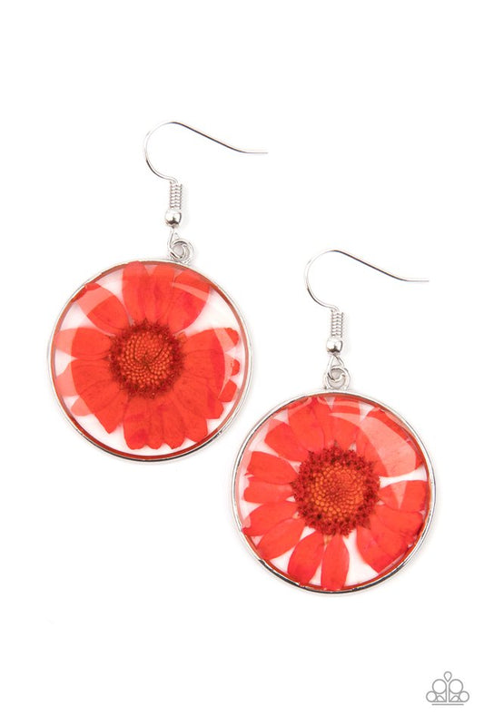 ​Forever Florals - Red - Paparazzi Earring Image