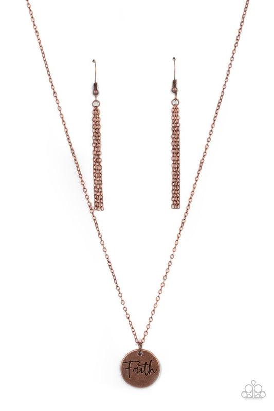 Choose Faith - Copper - Paparazzi Necklace Image