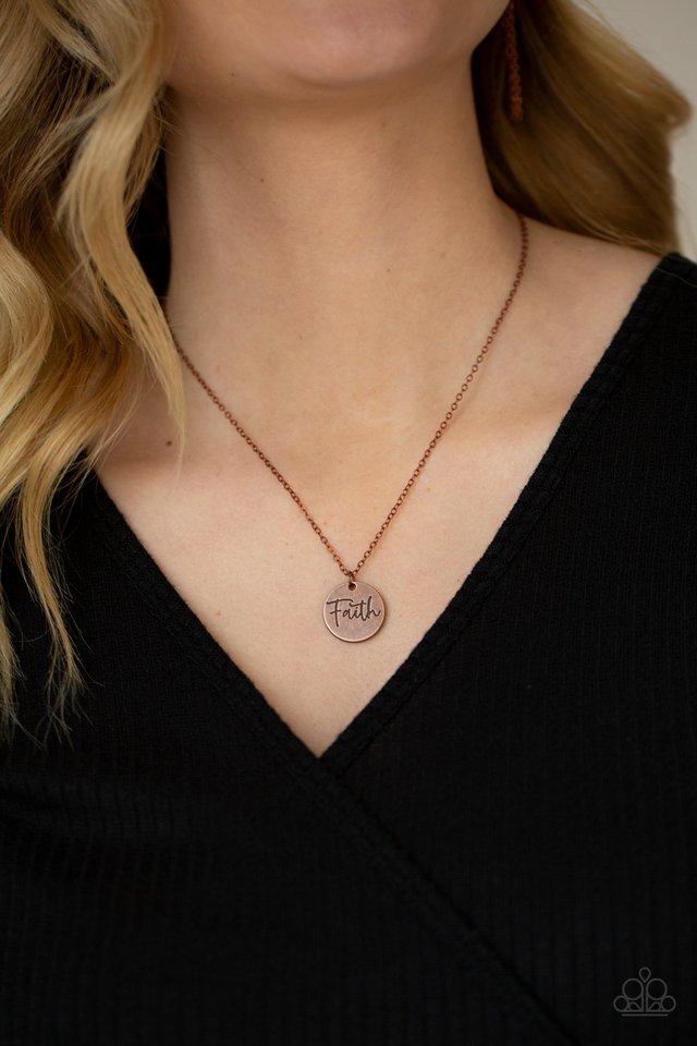 Choose Faith - Copper - Paparazzi Necklace Image