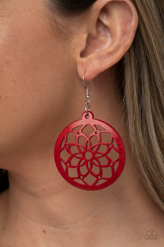 ​Mandala Meadow - Red - Paparazzi Earring Image