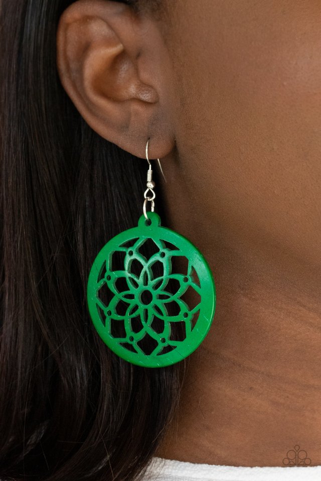 Mandala Meadow - Green - Paparazzi Earring Image