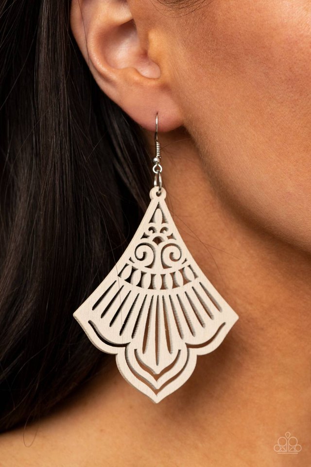 Eastern Escape - White - Paparazzi Earring Image