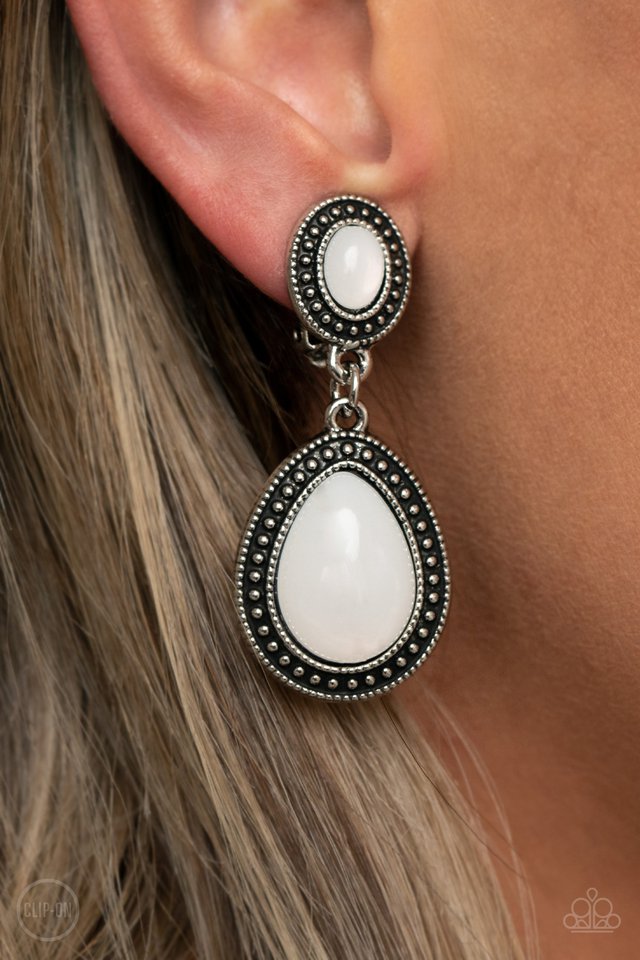 Carefree Clairvoyance - White - Paparazzi Earring Image
