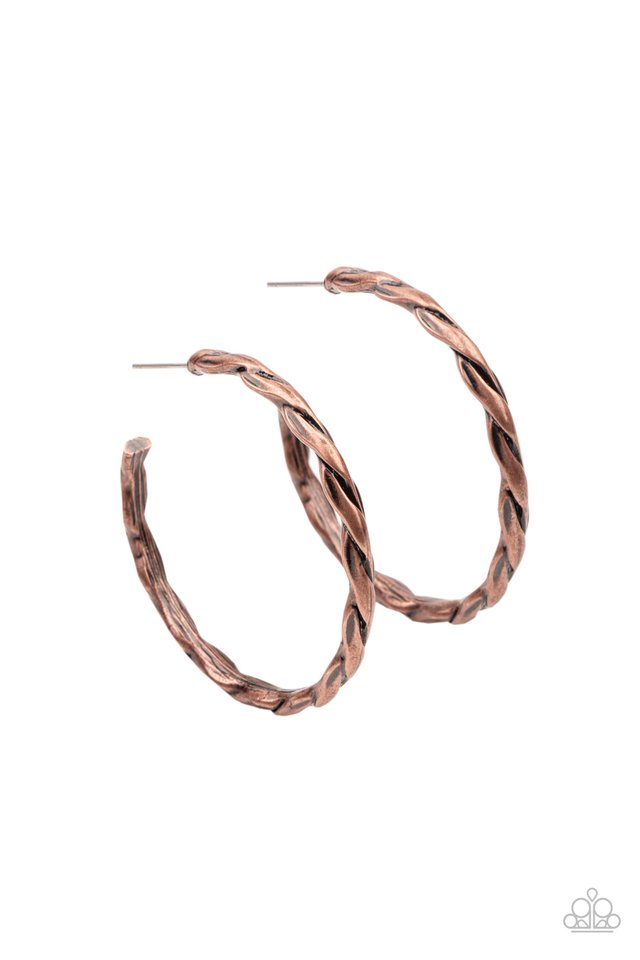 ​Dont Get It Twisted - Copper - Paparazzi Earring Image