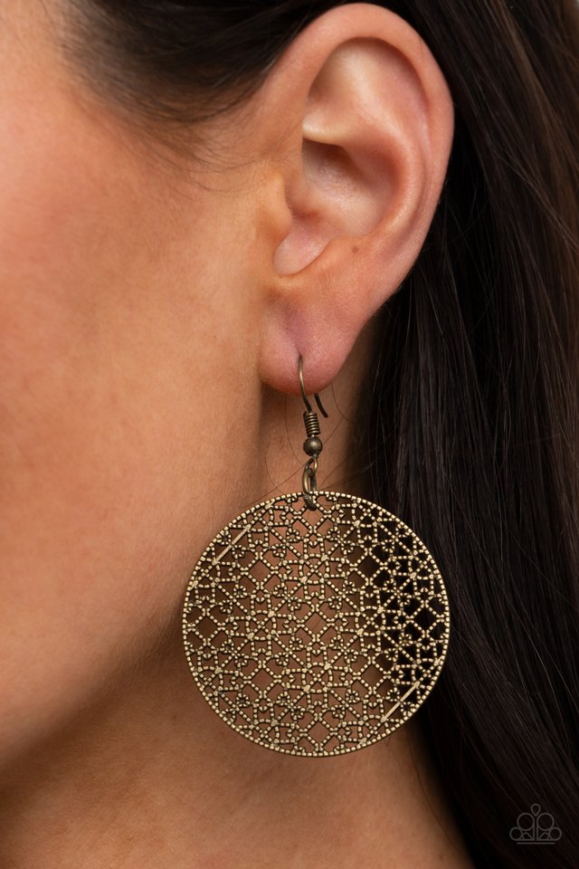 Metallic Mosaic - Brass - Paparazzi Earring Image