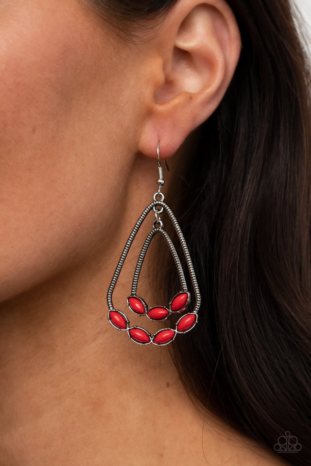 ​Summer Staycation - Red - Paparazzi Earring Image