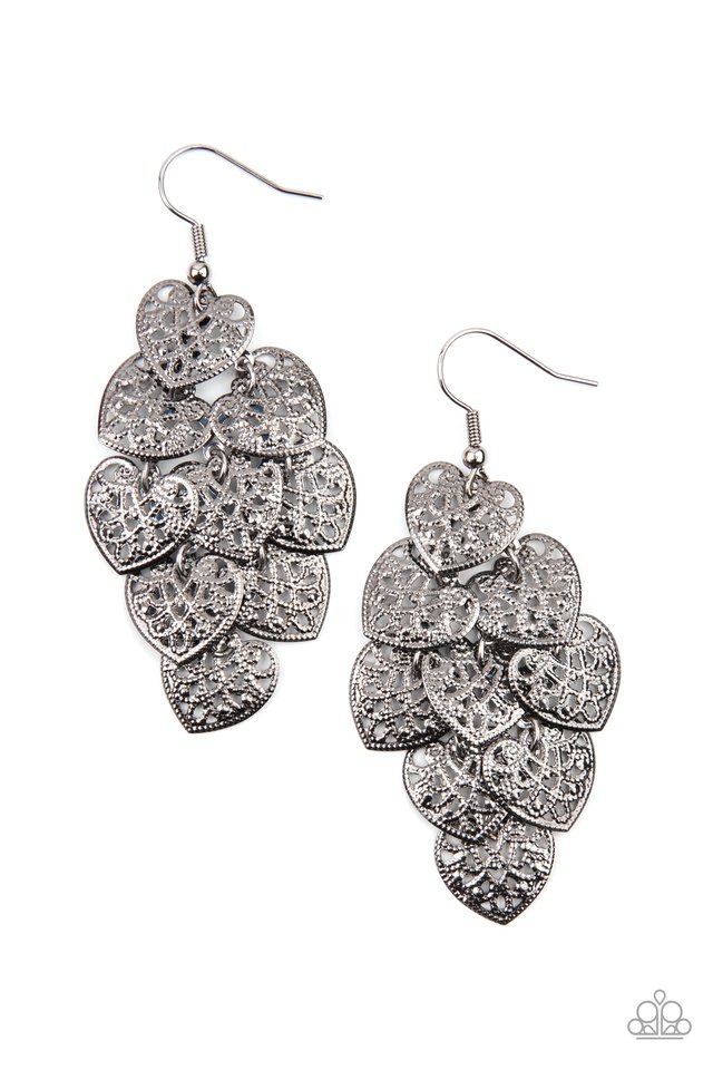 Shimmery Soulmates - Black - Paparazzi Earring Image