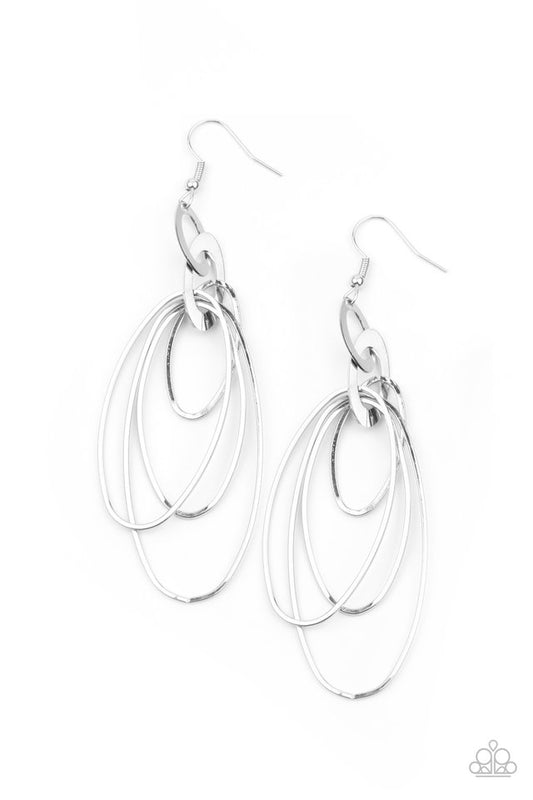 OVAL The Moon - Silver - Paparazzi Earring Image