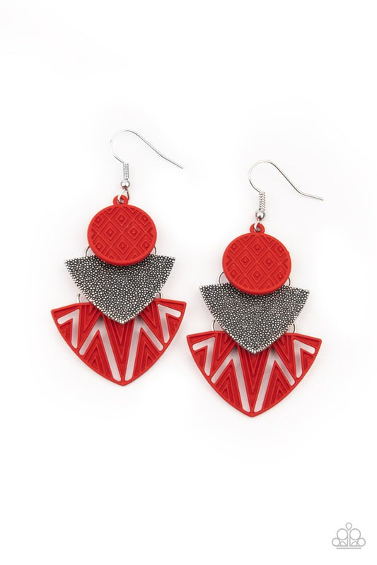 ​Jurassic Juxtaposition - Red - Paparazzi Earring Image