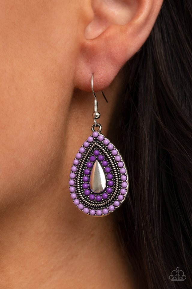 Beaded Bonanza - Purple - Paparazzi Earring Image