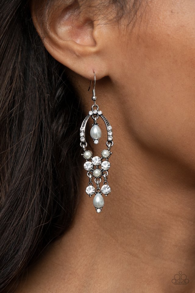 Back In The Spotlight - White - Paparazzi Earring Image