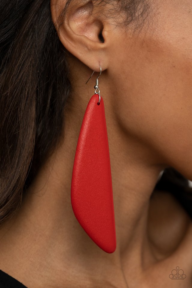 Scuba Dream - Red - Paparazzi Earring Image